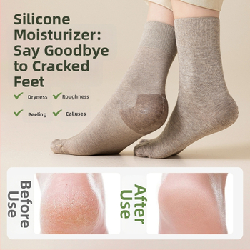 Женски чорапи с пет пръста против напукване, средна височина, силиконов хидратиращ ток, антифрикционни, памучно-полиестерно-спандексови, безшевни пръсти