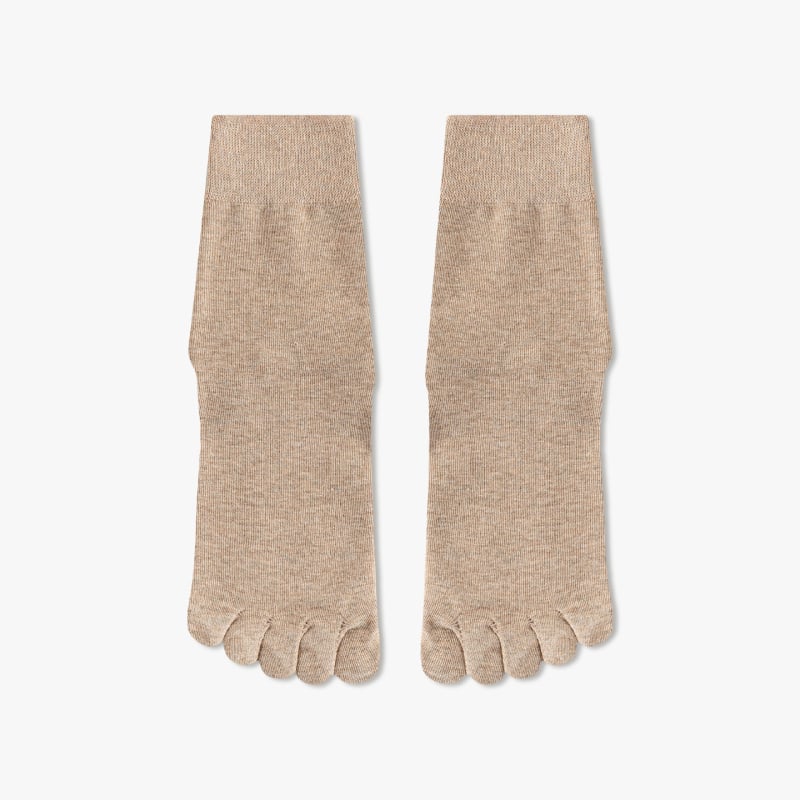 Женски чорапи с пет пръста против напукване, средна височина, силиконов хидратиращ ток, антифрикционни, памучно-полиестерно-спандексови, безшевни пръсти