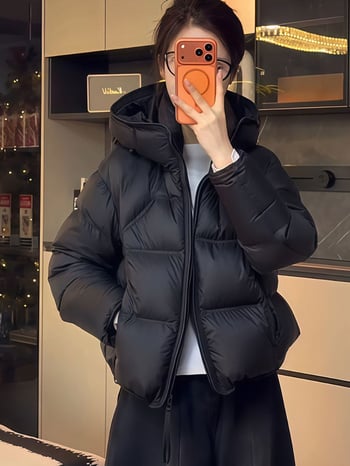 SEVEN TEARS Dámska pérová bunda s kapucňou, Výplň kačací páper 51–55%, Materiál: polyester, Hmotnosť páperia 101–200 g, Elegantný mestský štýl