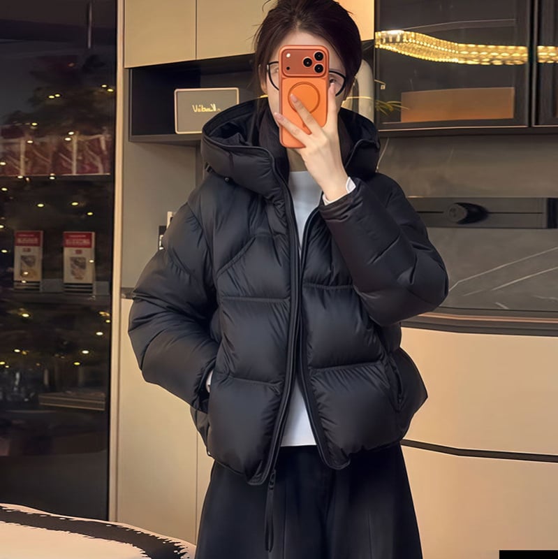 SEVEN TEARS Dámska pérová bunda s kapucňou, Výplň kačací páper 51–55%, Materiál: polyester, Hmotnosť páperia 101–200 g, Elegantný mestský štýl