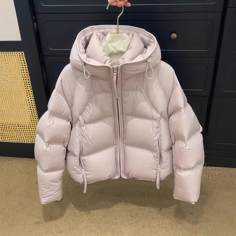 SEVEN TEARS Dámska pérová bunda s kapucňou, Výplň kačací páper 51–55%, Materiál: polyester, Hmotnosť páperia 101–200 g, Elegantný mestský štýl