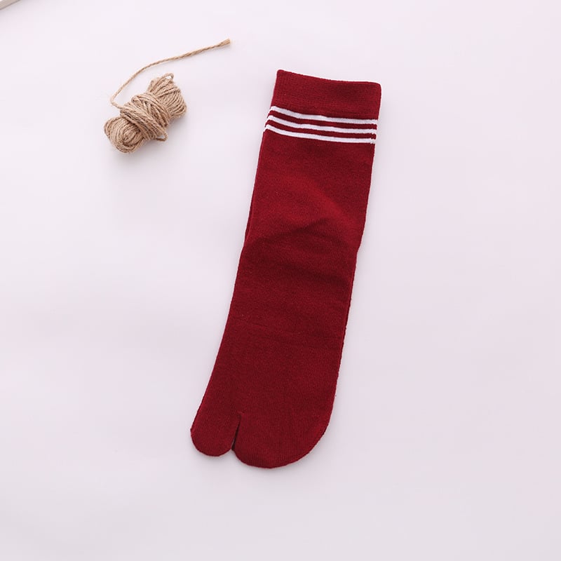 Двупръстни дамски памучни чорапи, среден крачол, еднонишкова плетка, 144 игли, зимно-пролетно-есенно