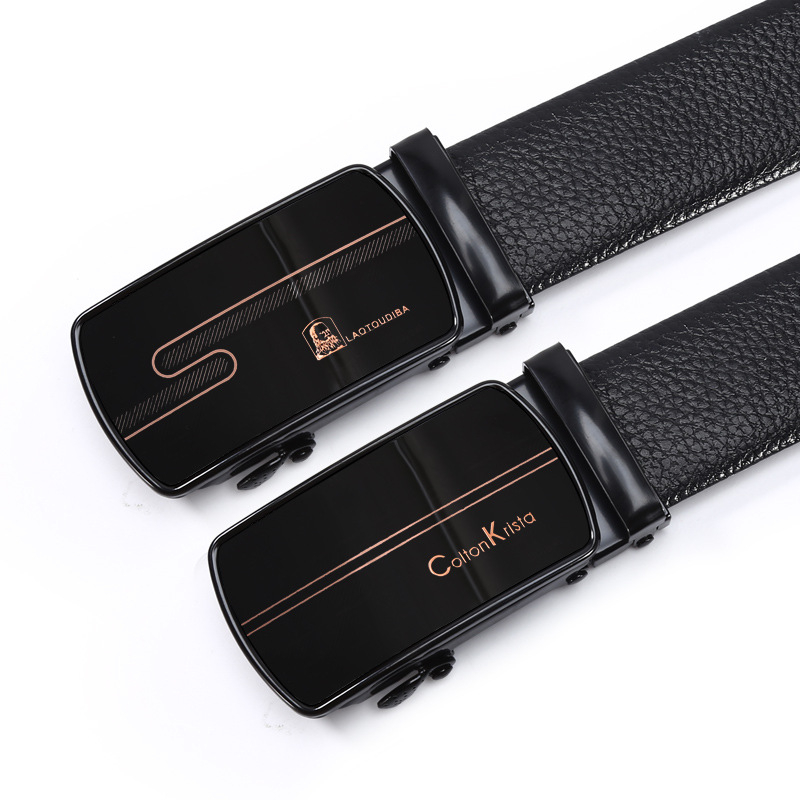 Ανδρική ζώνη από τεχνητό δέρμα, μεταλλική αγκράφα με αυτόματο μηχανισμό από σίδηρο, πλάτος 2–4 εκ., αγκράφα με φιλμ παγιέτας