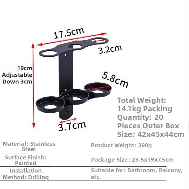 Ανοξείδωτη βάση τοίχου για φιάλες σαπουνιού, αντισηπτικό χεριών, αφρόλουτρο και μαλακτικό μαλλιών; μηχανισμός πατήματος με το χέρι; μοντέρνος μινιμαλιστικός σχεδιασμός; βάρος 0,35 kg; κατάλληλο για ξενοδοχεία, διαμερίσματα και μπάνια.