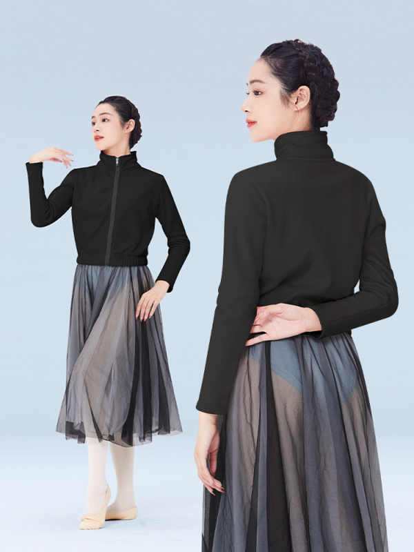 Jachetă de balet pentru femei, iarnă, antrenament în dans modern, țesătură Lycra, 67,7% poliester