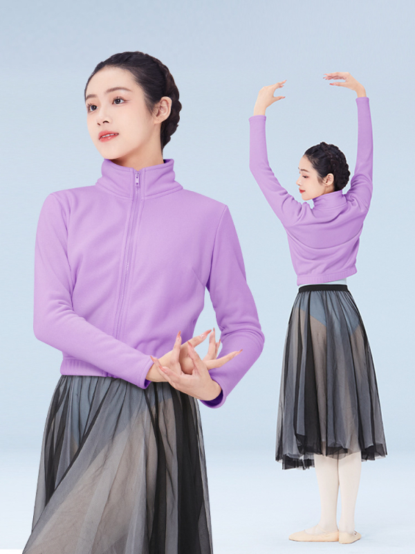 Jachetă de balet pentru femei, iarnă, antrenament în dans modern, țesătură Lycra, 67,7% poliester