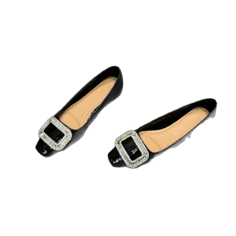 Binli Xiaojie Γυναικείες γόβες με φαρδύ χαμηλό τακούνι - τετράγωνη μύτη, δέρμα patent, πάτος από φυσικό δέρμα