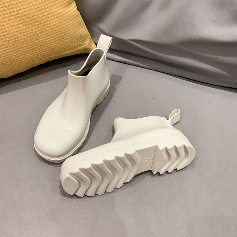 Ženske jelly čizme za kišu, kratke do gležnja, PVC gornji dio, debela potplat, niski potpetica 1–3 cm