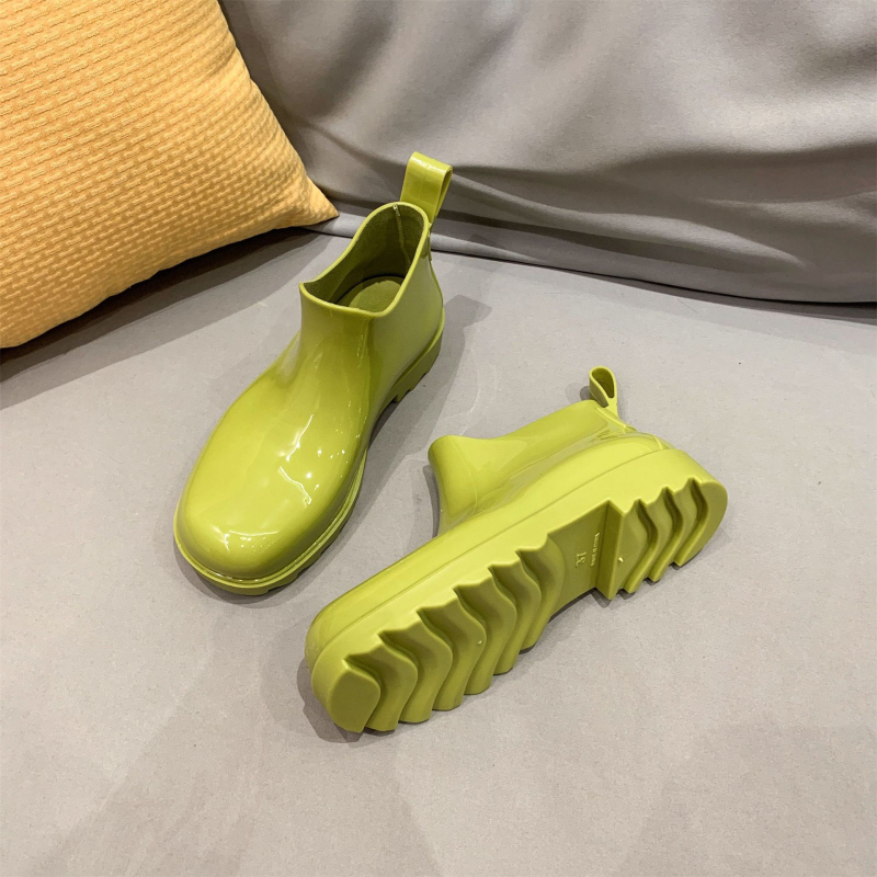 Ženske jelly čizme za kišu, kratke do gležnja, PVC gornji dio, debela potplat, niski potpetica 1–3 cm