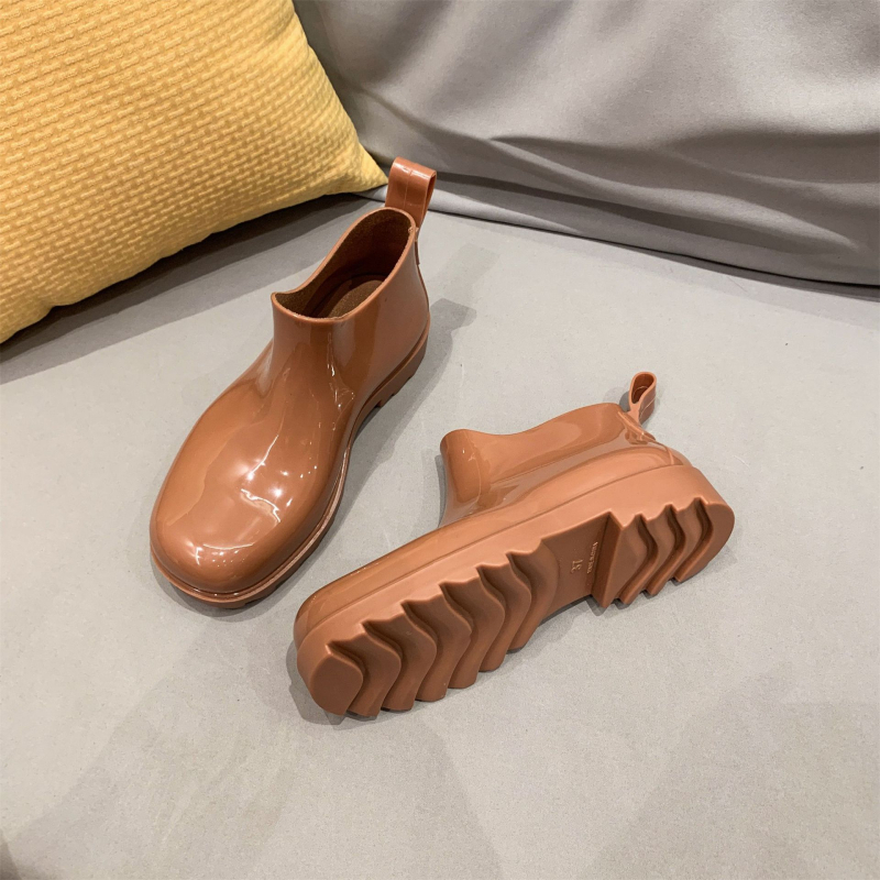 Ženske jelly čizme za kišu, kratke do gležnja, PVC gornji dio, debela potplat, niski potpetica 1–3 cm
