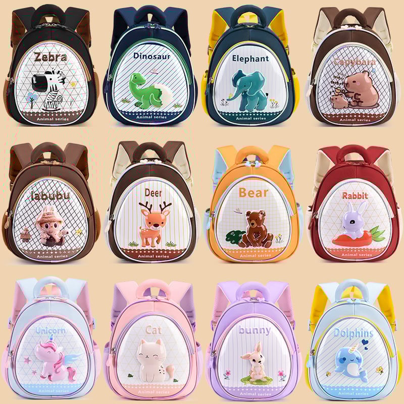 Ľahký detský batoh s 3D škrupinou a maľovanými zvieratami, unisex, nepremokavý