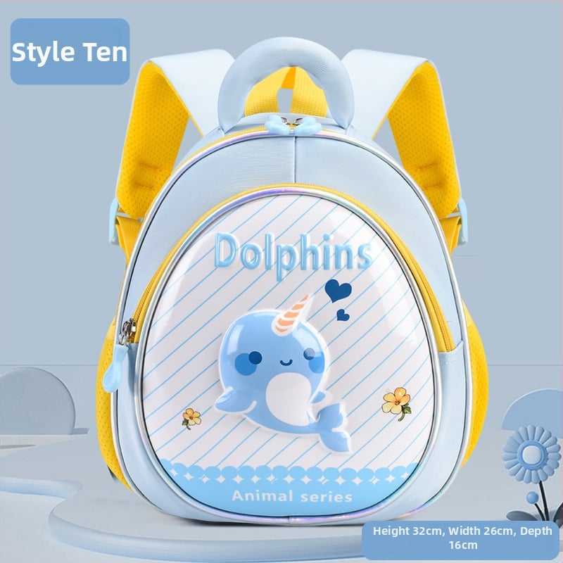 Ľahký detský batoh s 3D škrupinou a maľovanými zvieratami, unisex, nepremokavý