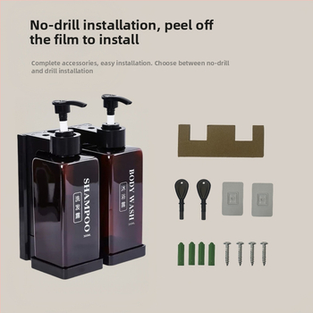 Τοίχου Διπλός Διανομέας Σαπουνιού Ξενοδοχείου, Αντι-Κλοπή, Για Σαμπουάν και Αφρόλουτρο, ABS+PET, Ανοδιωμένη Επιφάνεια