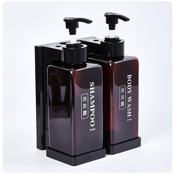 Τοίχου Διπλός Διανομέας Σαπουνιού Ξενοδοχείου, Αντι-Κλοπή, Για Σαμπουάν και Αφρόλουτρο, ABS+PET, Ανοδιωμένη Επιφάνεια