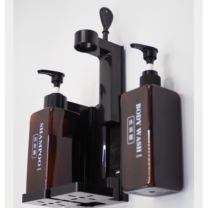 Τοίχου Διπλός Διανομέας Σαπουνιού Ξενοδοχείου, Αντι-Κλοπή, Για Σαμπουάν και Αφρόλουτρο, ABS+PET, Ανοδιωμένη Επιφάνεια