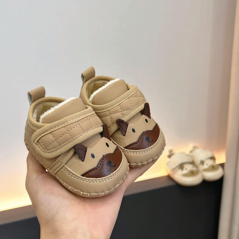 Zimske tenisice za bebe 6–12 mjeseci, unisex, protuklizna gumena potplata, fleece podstava, zatvaranje Velcro, karikaturalni uzorak