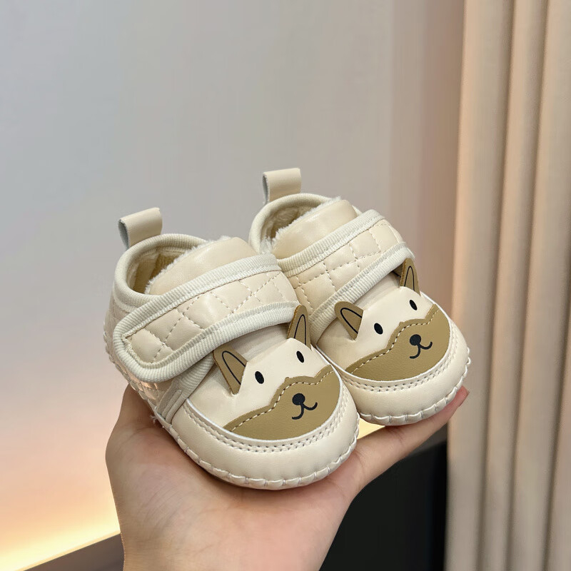 Zimske tenisice za bebe 6–12 mjeseci, unisex, protuklizna gumena potplata, fleece podstava, zatvaranje Velcro, karikaturalni uzorak