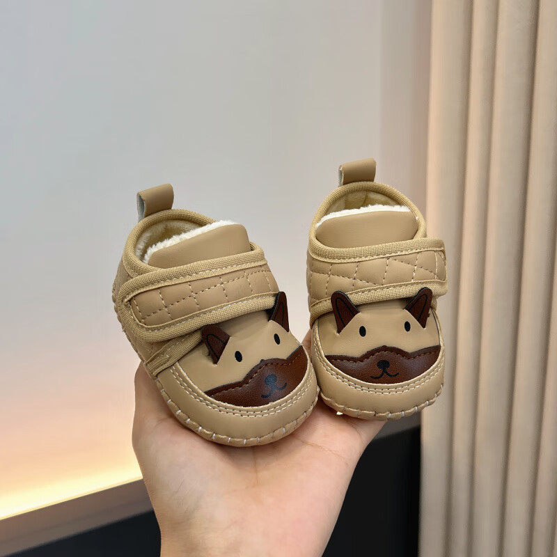 Zimske tenisice za bebe 6–12 mjeseci, unisex, protuklizna gumena potplata, fleece podstava, zatvaranje Velcro, karikaturalni uzorak