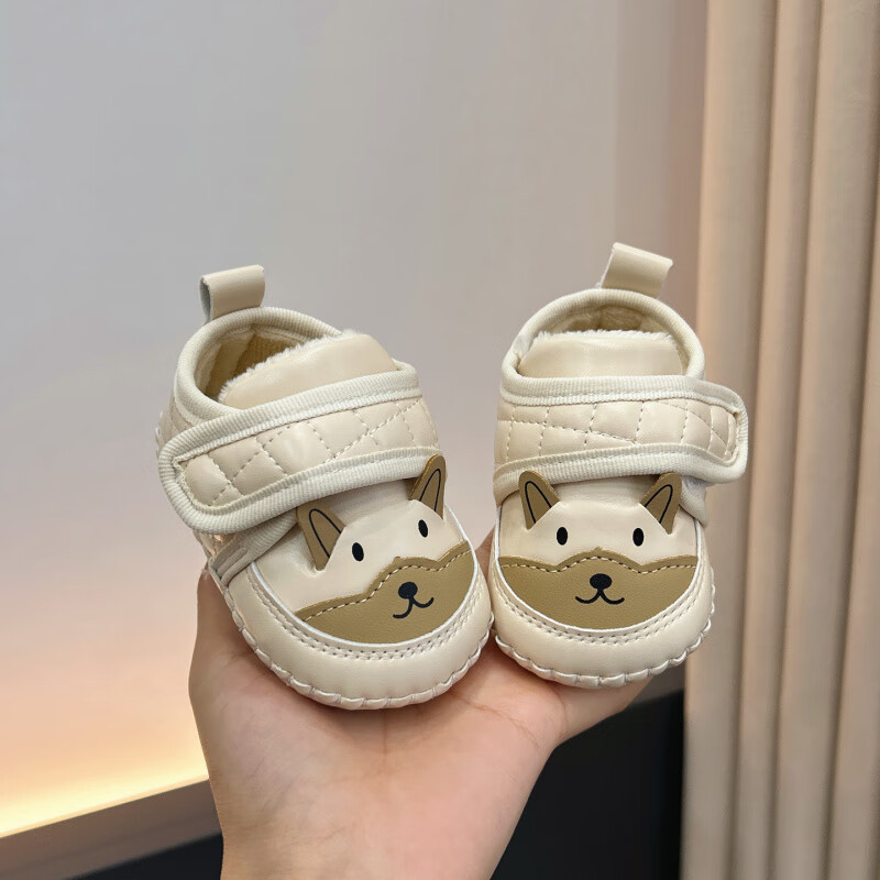 Zimske tenisice za bebe 6–12 mjeseci, unisex, protuklizna gumena potplata, fleece podstava, zatvaranje Velcro, karikaturalni uzorak