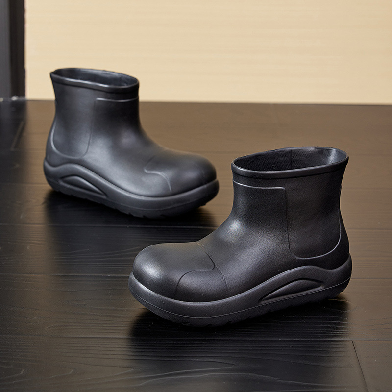 Ženske čizme za kišu PVC gornji dio, srednje visine, niski pet 1–3 cm, za sve sezone, pull-on dizajn