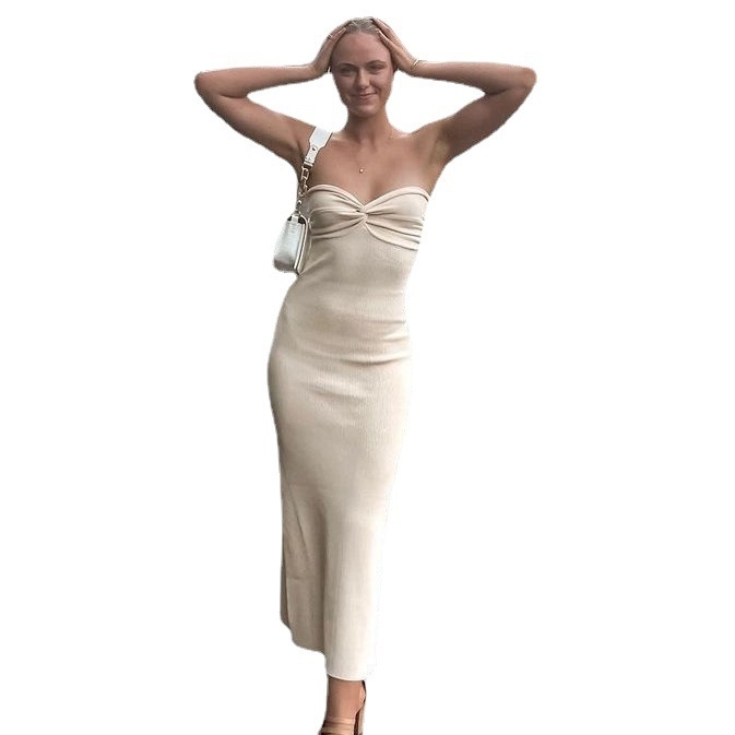 Haljina bez ramena, gotički stil, duga, s elastičnim strukom; jednobojni uzorak; tkanina: core-spun yarn (70–80% spandex, <30% nylon); tisak/bojanje