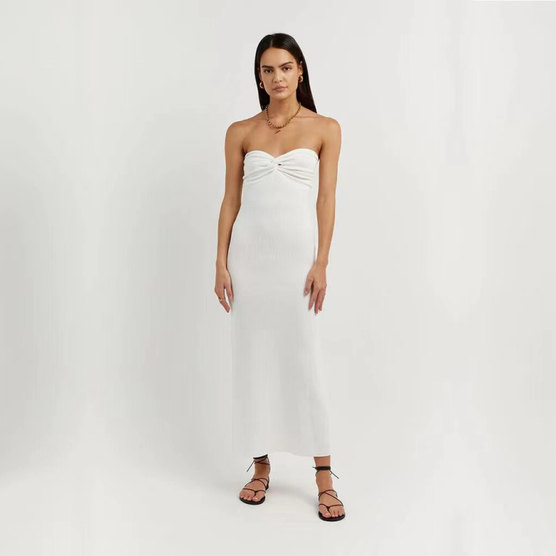 Haljina bez ramena, gotički stil, duga, s elastičnim strukom; jednobojni uzorak; tkanina: core-spun yarn (70–80% spandex, <30% nylon); tisak/bojanje
