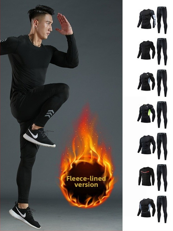 Σετ αντρικού αθλητικού τοπ και παντελόνι με fleece επένδυση για προπονήσεις — χειμώνας, άνοιξη, φθινόπωρο; ύφασμα από συνθετικό μίγμα, 90% πολυεστέρας