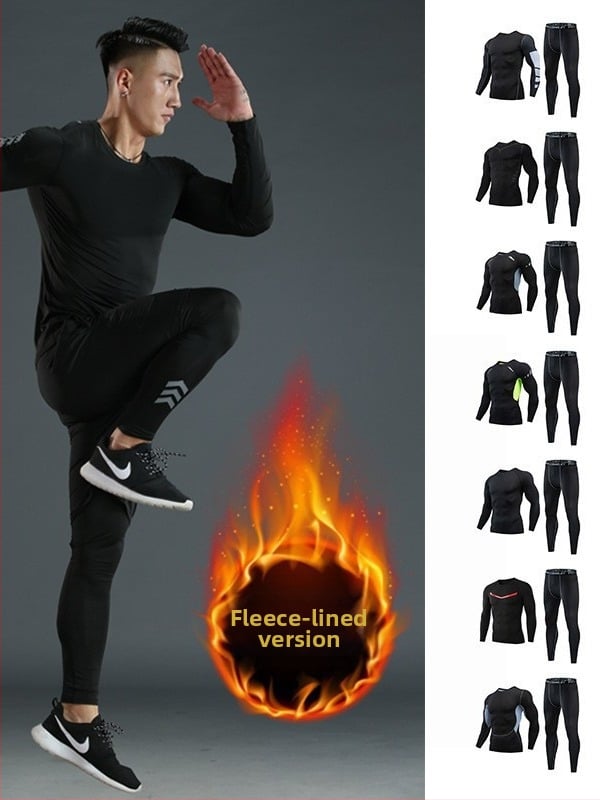 Σετ αντρικού αθλητικού τοπ και παντελόνι με fleece επένδυση για προπονήσεις — χειμώνας, άνοιξη, φθινόπωρο; ύφασμα από συνθετικό μίγμα, 90% πολυεστέρας