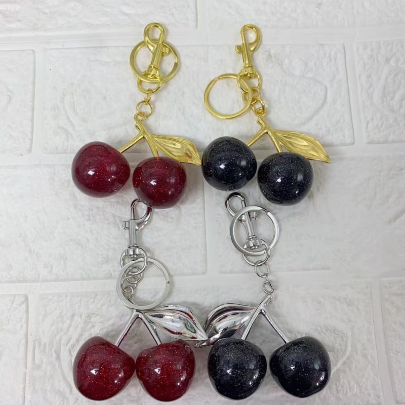 Accesoriu DIY pentru bijuterii - breloc cu cireș pentru genți - metal, electroplacare, primăvara 2025, stil retro