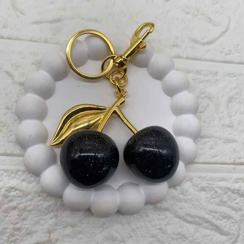 Accesoriu DIY pentru bijuterii - breloc cu cireș pentru genți - metal, electroplacare, primăvara 2025, stil retro