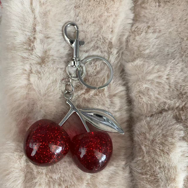 Accesoriu DIY pentru bijuterii - breloc cu cireș pentru genți - metal, electroplacare, primăvara 2025, stil retro