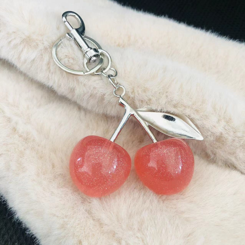 Accesoriu DIY pentru bijuterii - breloc cu cireș pentru genți - metal, electroplacare, primăvara 2025, stil retro