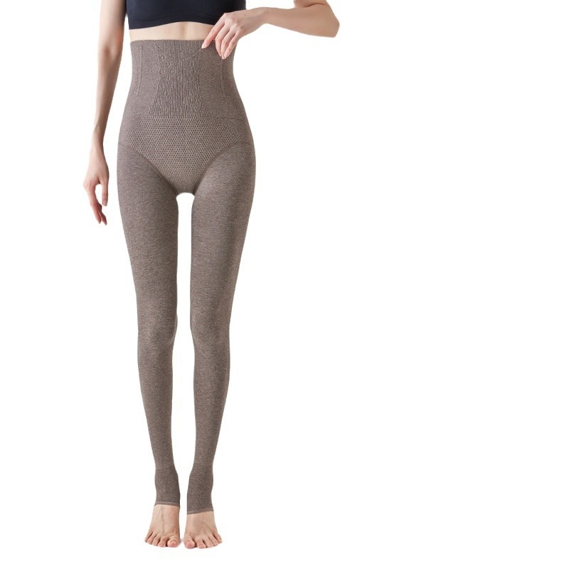 Γυναικεία βαμβακερά καλσόν με επένδυση φλίς για τον χειμώνα, ανύψωση γλουτών και διαμόρφωση, μονόχρωμα, παχιά