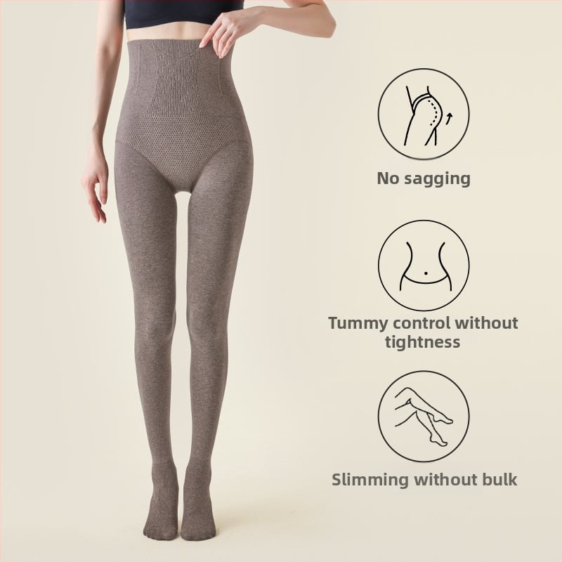 Γυναικεία βαμβακερά καλσόν με επένδυση φλίς για τον χειμώνα, ανύψωση γλουτών και διαμόρφωση, μονόχρωμα, παχιά