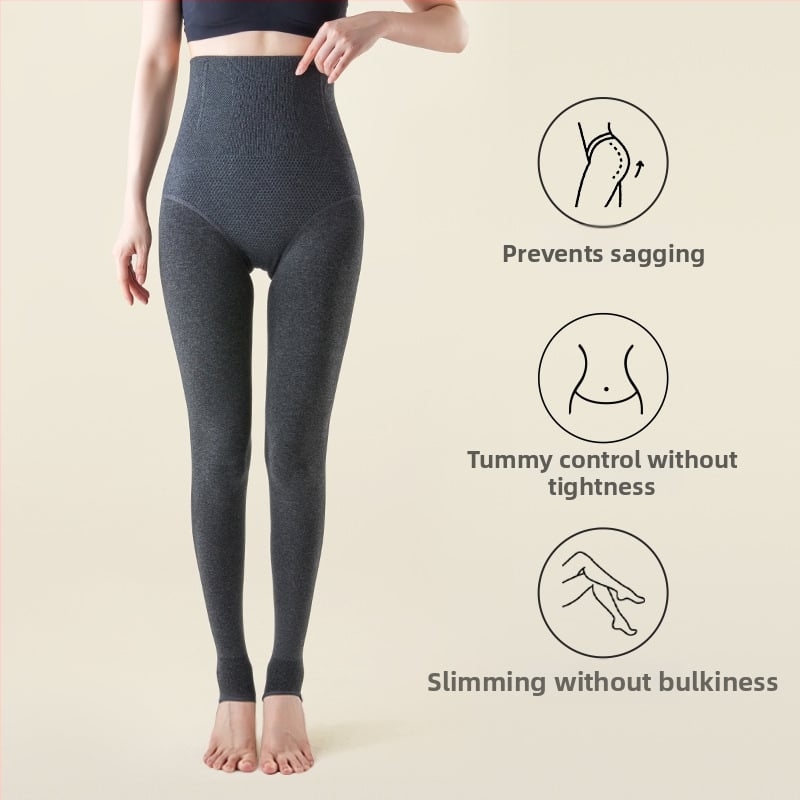 Γυναικεία βαμβακερά καλσόν με επένδυση φλίς για τον χειμώνα, ανύψωση γλουτών και διαμόρφωση, μονόχρωμα, παχιά