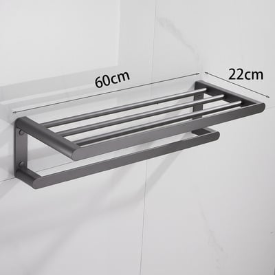 Držač ručnika za kupaonicu, aluminijska legura, montaža bez bušenja, površina premazana plastikom, dvodjelni komplet