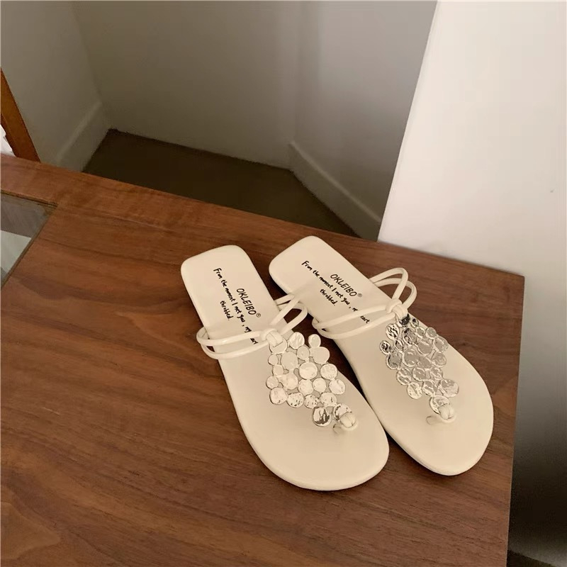 Ženske sandale s francuskim stilom, T-strap, PU gornji dio, gumeni đon, rhinestone ukrasi, ljetna dnevna obuća
