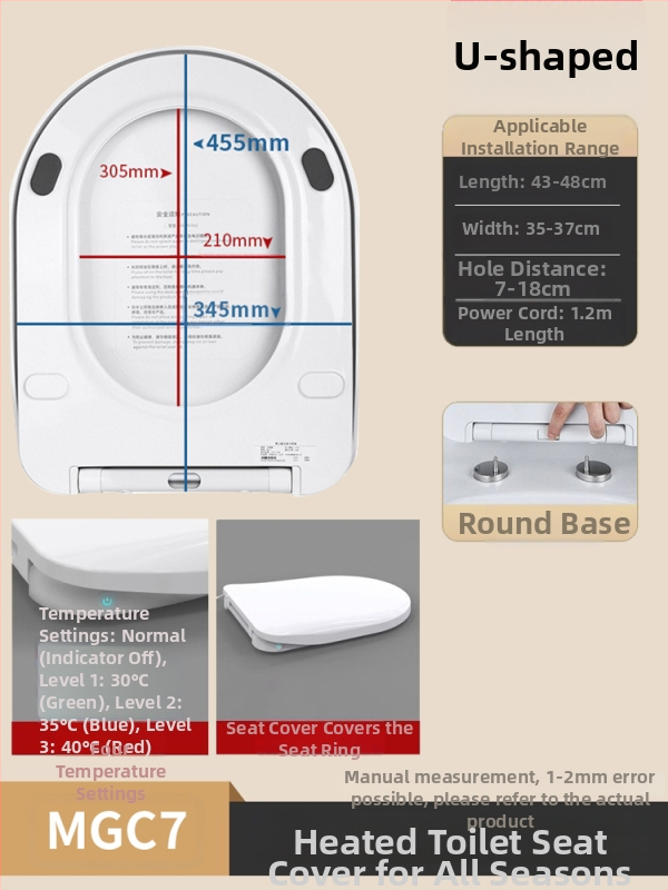Melegített vécéülőke intelligens hőmérséklet-szabályozással, önkitisztító fúvóka, fenék- és női mosás, modell MGC1, PP anyag, osztott kivitel, szifonos öblítés