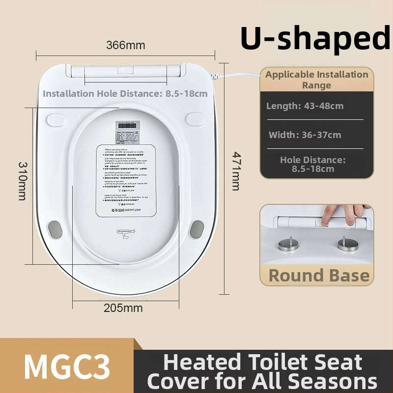 Melegített vécéülőke intelligens hőmérséklet-szabályozással, önkitisztító fúvóka, fenék- és női mosás, modell MGC1, PP anyag, osztott kivitel, szifonos öblítés
