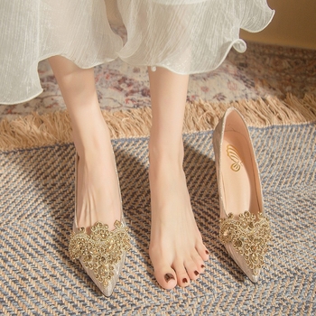 Γυναικείες γόβες ψηλοτάκουνες με μυτερό δάχτυλο, PU επάνω μέρος, 6–8 εκ. τακούνι, τραχείς τακούνες