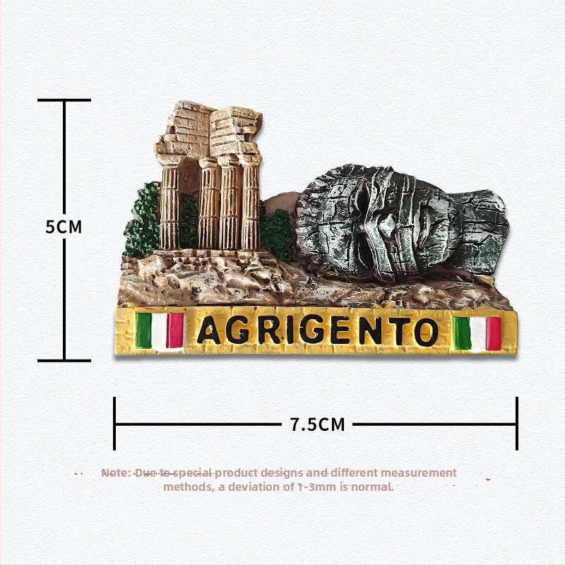 Sticker de frigider din rășină – atracții pitorești inspirate de Italia, stil minimalist modern, suvenir de călătorie