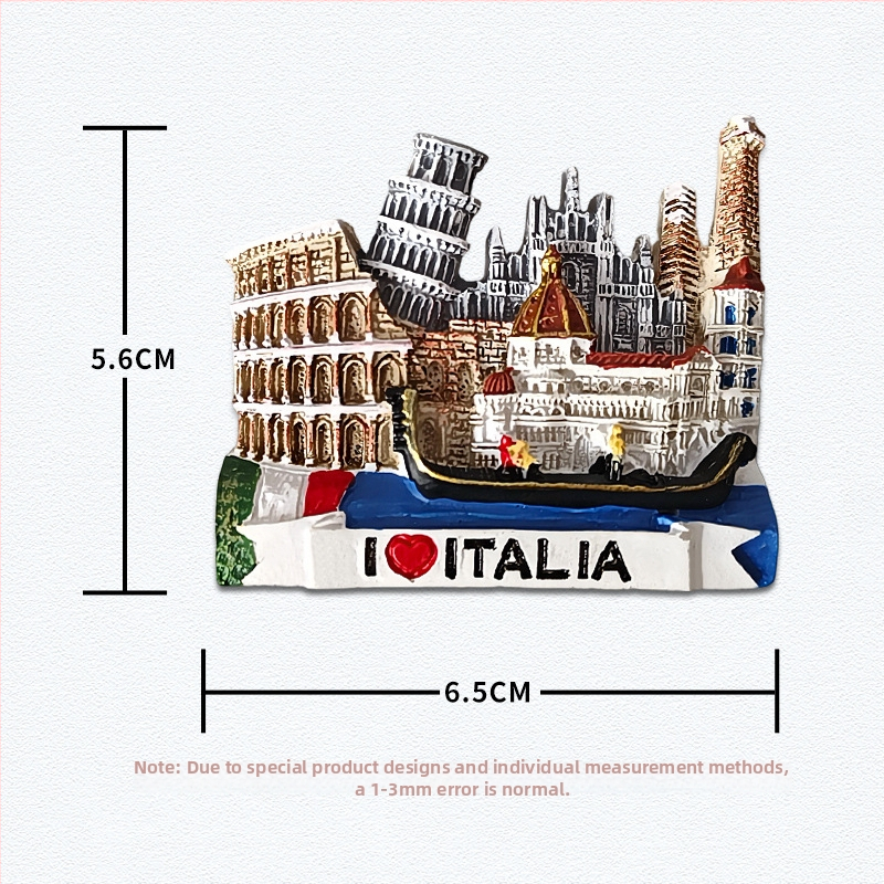 Sticker de frigider din rășină – atracții pitorești inspirate de Italia, stil minimalist modern, suvenir de călătorie