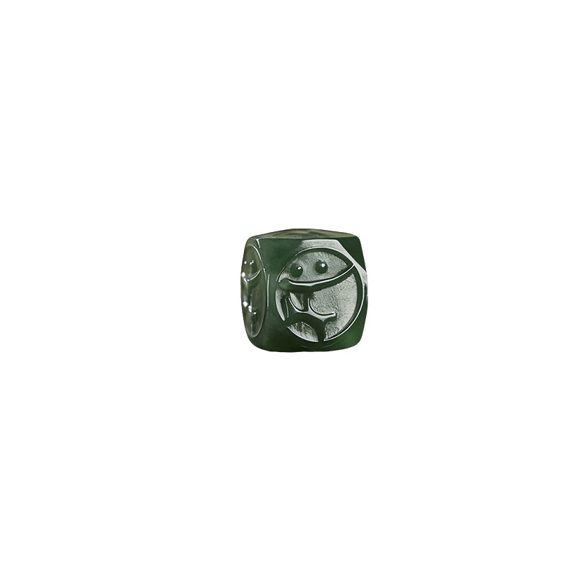 Unisex narukvica od Hetian jade, ručna izrada, porijeklo Xinjiang, razasute perle, Qingya Jewelry, Motivi dvanaest znamenja zodijaka i Budde