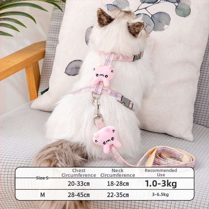 Lesă și ham pentru plimbare cu pisici — anti-ruptură, pandantiv din plastic, lanțuri și frânghii pentru animale de companie