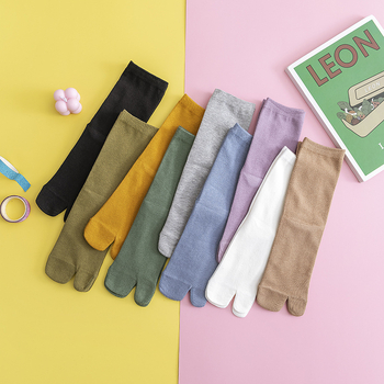 Женски чорапи със разделени пръсти, памук, едноцветни, средно дълги (Тип: чорапи; Материал: памук; Модел: едноцветен; Дължина: средно дълги; Пол: женски; Сезони: четири сезона)