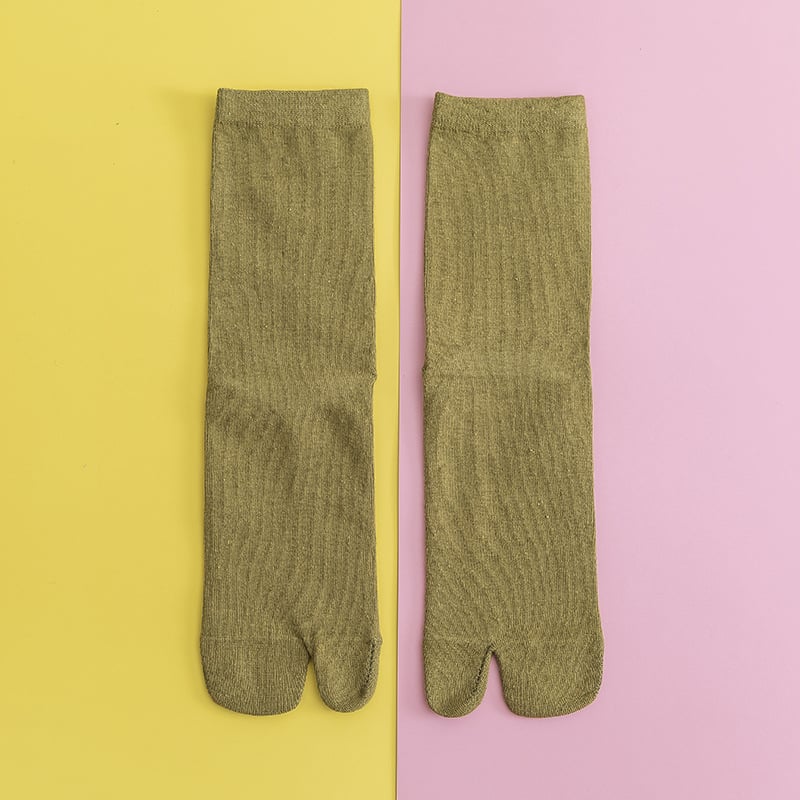 Женски чорапи със разделени пръсти, памук, едноцветни, средно дълги (Тип: чорапи; Материал: памук; Модел: едноцветен; Дължина: средно дълги; Пол: женски; Сезони: четири сезона)