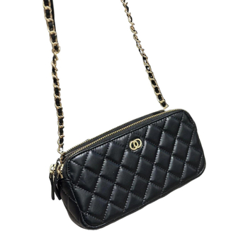 Kožna crossbody torbica s džepom za telefon, zatvoren otvor, horizontalni kvadratni oblik