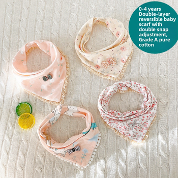 Bib pentru bebeluș din bumbac, triunghiular, închidere cu clips – stil prințesă