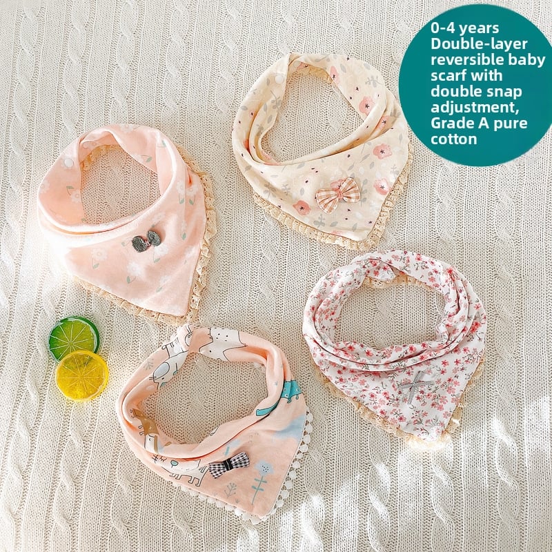 Bib pentru bebeluș din bumbac, triunghiular, închidere cu clips – stil prințesă