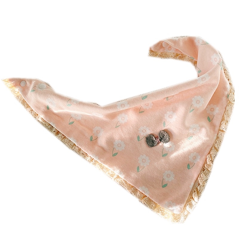 Bib pentru bebeluș din bumbac, triunghiular, închidere cu clips – stil prințesă